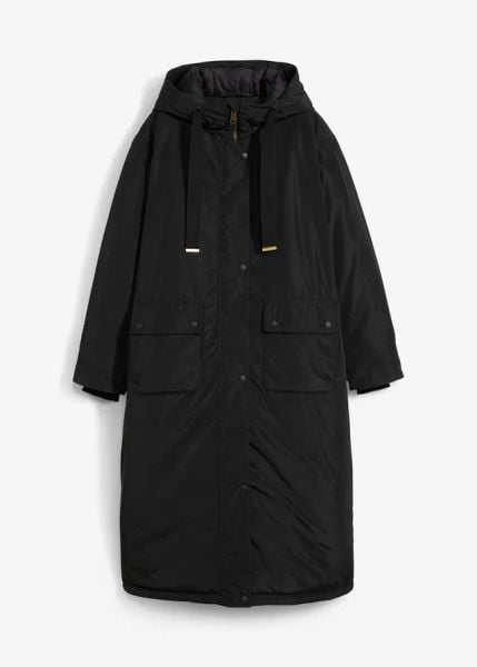Długa parka. Czarne parki damskie bonprix, bez wzorów, bez kaptura. Za 339.99 zł.