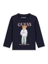 Guess Kids T-Shirt 183055 Niebieski Classic Fit. Niebieskie t-shirty dla chłopców Guess Kids, z aplikacjami, bez ramiączek. Za 114.99 zł.