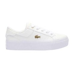 Buty sportowe Lacoste Ziane Platform. Białe obuwie sportowe damskie Lacoste, bez wzorów, z materiału, trekkingowe. Za 389.00 zł.