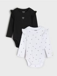 Bawełniane body 2 pack - kremowy. Białe body niemowlęce Sinsay, bez wzorów, z bawełny, bez ramiączek. W wyprzedaży za 12.99 zł.