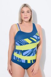 Damski Kostium kąpielowy bloki kolorów 3 ramiączka miękkie miseczki. Niebieskie kostiumy jednoczęściowe damskie Ulla Popken, plus size, bez wzorów, z elastanu, plus size, do pływania. Za 206.99 zł.