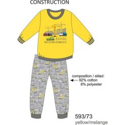 Piżama chłopięca DR 593/73 Construction Żółta r. 116. Żółte bielizna dla chłopców Cornette. Za 49.87 zł.