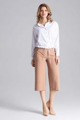 Brązowe Eleganckie Spodnie Kuloty 7/8. Brązowe spodnie materiałowe damskie Figl, l, bez wzorów, z materiału. Za 219.00 zł.