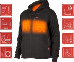 Milwaukee HEATED SWEATSHIRT M12HHBL4-0(XL) BLACK. Czarne bluzy męskie Milwaukee, m, bez wzorów, bez kaptura. Za 760.85 zł.