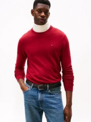 Tommy Hilfiger Sweter z dodatkiem kaszmiru Mężczyźni Bawełna czerwony, XXL. Czerwone swetry przez głowę męskie Tommy Hilfiger, m, bez wzorów, z bawełny, bez kołnierzyka. Za 489.95 zł.