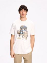 T-shirt z nadrukiem Jeep - złamana biel. T-shirty męskie Reserved, l, bez wzorów, z bawełny, bez kołnierzyka. Za 79.99 zł.