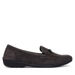 Loafersy Josef Seibel. Szare półbuty damskie Josef Seibel, bez wzorów, bez obcasa, na płaskiej podeszwie, bez zapięcia. Za 439.99 zł.