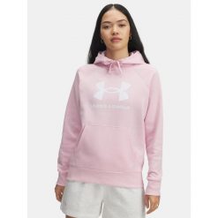 Bluza Damska UA RIVAL FLEECE BIG LOGO HD 1379501-647 różowa XS. Czerwone bluzy damskie Under Armour, xs, bez wzorów, bez kaptura. Za 130.99 zł.