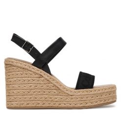 Espadryle Calvin Klein. Czarne sandały damskie Calvin Klein, bez wzorów, bez obcasa, bez zapięcia. Za 529.99 zł.