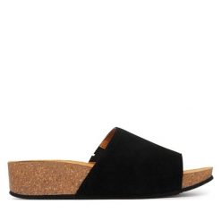 Klapki Scholl. Czarne klapki damskie Scholl, bez wzorów, bez obcasa. Za 374.99 zł.