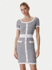 Guess Sukienka dzianinowa W6RK42 Z0361 Szary Regular Fit. Szare sukienki damskie Guess, s, z aplikacjami, z bawełny, bez kołnierzyka, bez ramiączek. Za 619.99 zł.