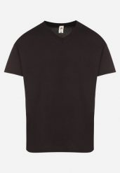 Czarna Bawełniana Koszulka T-shirt Basic z Dekoltem w Serek Malvinea. Czarne t-shirty męskie Born2be, l, bez wzorów, z bawełny, biznesowe, bez kołnierzyka. Za 34.99 zł.