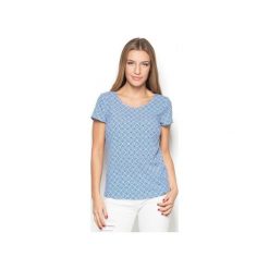 Bluzka K411 Wzór 38. Szare bluzki damskie Katrus, w geometryczne wzory, z tkaniny, z krótkim rękawem. Za 119.00 zł.