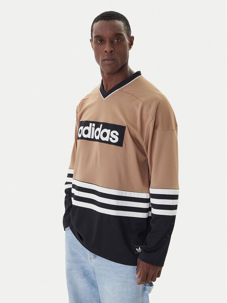 Adidas Longsleeve JY0251 Beżowy Loose Fit. Brązowe bluzki z długim rękawem męskie Adidas, m, bez wzorów, z syntetyku, bez kołnierzyka. Za 349.99 zł.