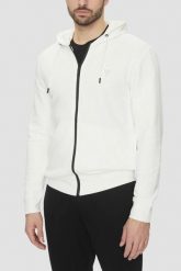 GUESS Biała męska bluza Aldwin, Rozmiar XXL. Białe bluzy męskie Guess, na jesień, m, z aplikacjami, z bawełny, z kapturem. W wyprzedaży za 271.99 zł.
