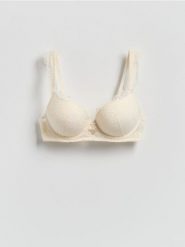 Koronkowy biustonosz super push up - złamana biel. Biustonosze Reserved, bez wzorów, z koronki. Za 89.99 zł.