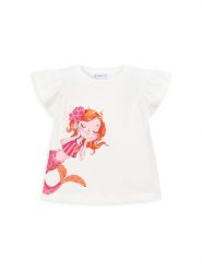 Mayoral Top 3007 Écru Regular Fit. T-shirty i topy dla dziewczynek Mayoral, bez wzorów, z bawełny, bez ramiączek. Za 79.99 zł.