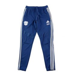 Second life - Spodnie dresowe męskie Adidas Cardiff City F.C. - Stan dobry. Niebieskie spodnie sportowe męskie Adidas, m, bez wzorów, z dresówki, do biegania. Za 85.16 zł.