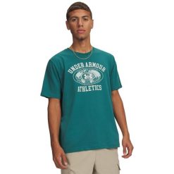 Koszulka męska Under Armour GLOBE SS. Niebieskie buty sportowe męskie Under Armour, m, bez wzorów, bez kołnierzyka, bez ramiączek, na fitness i siłownię. Za 99.99 zł.