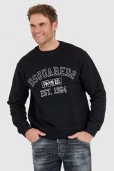 DSQUARED2 Czarna bluza męska z logo phys ed. Czarne bluzy męskie Dsquared2, l, bez wzorów, bez kaptura. W wyprzedaży za 1,199.99 zł.