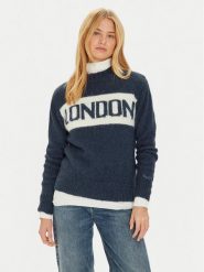 Pepe Jeans Sweter Hilda PL702227 Granatowy Regular Fit. Niebieskie swetry damskie Pepe Jeans, s, bez wzorów, z jeansu, bez kołnierzyka, bez ramiączek, bez kaptura. Za 259.99 zł.