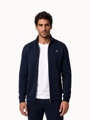 Bluza Le Coq Sportif FZ. Niebieskie bluzy sportowe męskie le coq sportif, uniwersalny, bez wzorów, z materiału, bez kaptura, na fitness i siłownię. Za 622.50 zł.