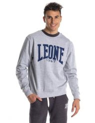 Męska bluza basic z dużym logo i okrągłym dekoltem. Czerwone bluzy męskie LEONE 1947 APPAREL, l, bez wzorów, z bawełny, z kapturem. Za 105.21 zł.