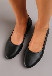 Czarne Wsuwane Balerinki z Ekoskóry na Płaskiej Podeszwie Imenna. Czarne baleriny damskie Born2be, bez wzorów, eleganckie, bez obcasa, na płaskiej podeszwie. Za 44.99 zł.