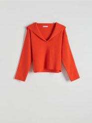 Sweter z wiskozą - czerwony. Czerwone swetry damskie Reserved, l, bez wzorów, z dzianiny, bez kołnierzyka, bez ramiączek, bez kaptura. W wyprzedaży za 59.99 zł.