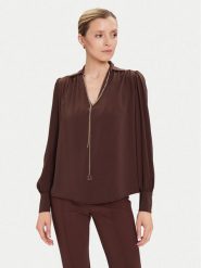 Rinascimento Bluzka CFC0125721003 Brązowy Regular Fit. Brązowe bluzki damskie Rinascimento, s, bez wzorów, z syntetyku, bez kołnierzyka, bez ramiączek. Za 429.99 zł.