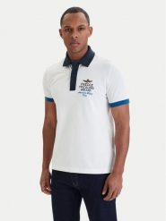 Aeronautica Militare Polo 261PO1908UP00191 Biały Slim Fit. Białe koszulki polo męskie Aeronautica Militare, l, bez wzorów, z bawełny, bez ramiączek. Za 309.99 zł.
