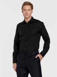 Hugo Koszula Elisha02 50479396 Czarny Slim Fit. Czarne koszule męskie Hugo, m, bez wzorów, z bawełny, biznesowe, bez kołnierzyka, bez ramiączek. Za 379.99 zł.