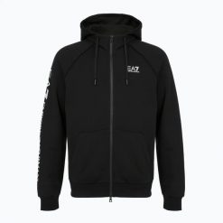 Bluza męska Emporio Armani EA7 Train Logo Series Extended Logo Hoodie Fz. Czarne bluzy męskie EA7 Emporio Armani, l, z aplikacjami, z bawełny, bez kaptura. Za 505.85 zł.