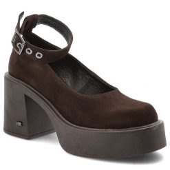 Brązowe Półbuty Karino Welurowe Obuwie Damskie. Brązowe półbuty damskie Karino, bez wzorów, z weluru, eleganckie, bez obcasa, na obcasie, bez zapięcia. Za 433.99 zł.