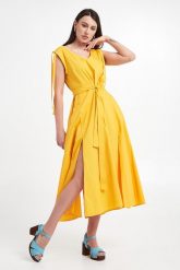 Sukienka popelinowa TWINSET ACTITUDE. Sukienki damskie Twinset Milano, l, bez wzorów, bez kołnierzyka, bez ramiączek. W wyprzedaży za 566.57 zł.