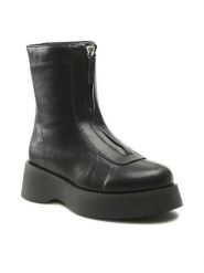 Jenny Fairy Botki HZ030201-01 Czarny. Czarne botki damskie Jenny Fairy, ze skóry, bez obcasa, na płaskiej podeszwie, bez zapięcia. Za 159.99 zł.