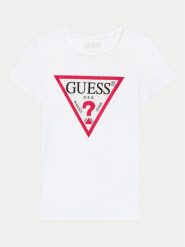 Guess T-Shirt J2YI51 K6YW1 Biały Regular Fit. Białe t-shirty i topy dla dziewczynek Guess, z aplikacjami, z bawełny, bez ramiączek. Za 79.99 zł.