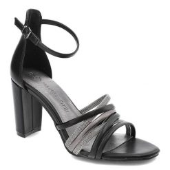 Czarne Sandały Marco Tozzi Eleganckie Buty Na Obcasie. Czarne klapki damskie Marco Tozzi, bez wzorów, ze skóry ekologicznej, bez obcasa, na obcasie, bez zapięcia. Za 229.00 zł.