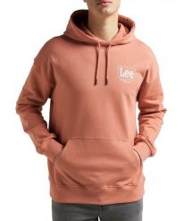 LEE LOGO LOOSE HOODIE MĘSKA BLUZA Z KAPTUREM LOGO NADURK RUST L83SSPUK 112145617. Bluzy męskie Lee, l, bez wzorów, z kapturem. Za 189.99 zł.