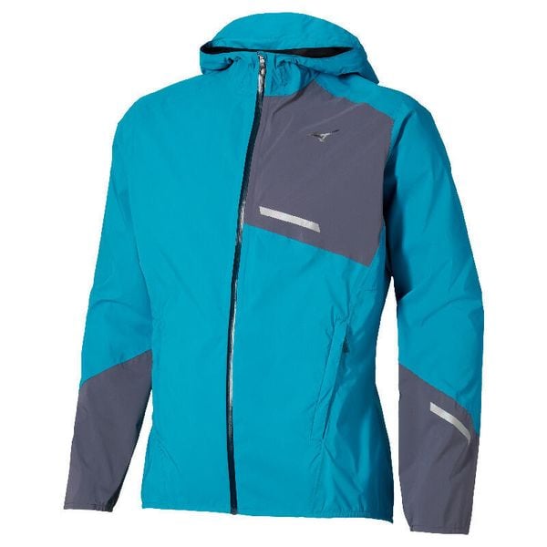 Kurtka wodoodporna Mizuno 20K. Niebieskie kurtki męskie Mizuno, s, bez wzorów, z materiału, do biegania. Za 585.00 zł.