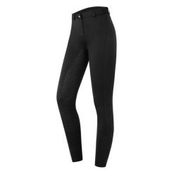 Spodnie jeździeckie full grip dla dziewczynek ELT Essential Silikon. Czarne spodnie materiałowe dla dziewczynek ELT, bez wzorów, z elastanu. Za 255.00 zł.