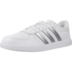 Buty ADIDAS BREAKNET SLEEK Biały. Białe obuwie sportowe damskie Adidas, bez wzorów, z materiału, na fitness i siłownię. Za 271.35 zł.
