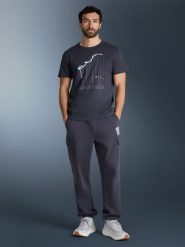 4F T-shirt regular z nadrukiem męski - szary L. Szare t-shirty męskie 4f, l, bez wzorów, z bawełny, biznesowe, bez kołnierzyka. Za 69.99 zł.