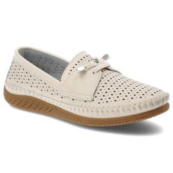 Półbuty damskie Vinceza, cholewka ze skóry naturalnej licowej z perforacją wsuwany fason z ozdobnym wiązaniem, beżowe, 93217. Brązowe półbuty damskie VINCEZA, bez wzorów, ze skóry, bez obcasa, bez zapięcia. Za 159.00 zł.