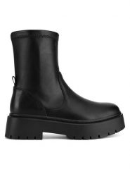 DeeZee Botki CEO-HY13123-41 Czarny. Czarne botki damskie DeeZee, z materiału, bez obcasa, na płaskiej podeszwie, bez zapięcia. Za 179.99 zł.