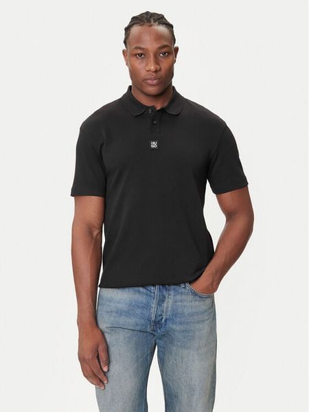 HUGO Polo Deabono_D 50517638 Czarny Regular Fit. Czarne koszulki polo męskie Hugo, m, bez wzorów, z bawełny, bez ramiączek. Za 354.99 zł.