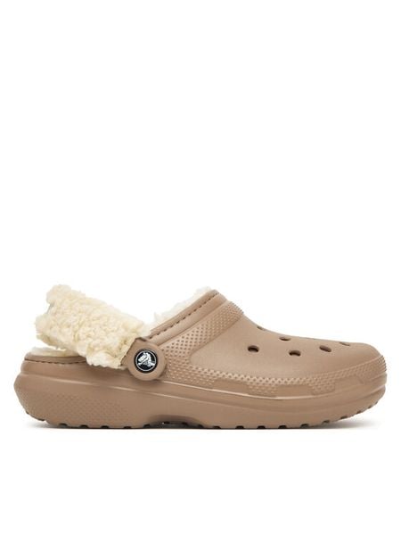 Crocs Klapki Classic Lined Clog 211396 Beżowy. Brązowe klapki damskie Crocs, bez wzorów, z tworzywa sztucznego, bez obcasa. Za 233.99 zł.