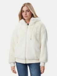 Guess Futro W6BL98 W5896 Kremowy Regular Fit. Białe płaszcze damskie Guess, s, z aplikacjami, z futra, bez kaptura. Za 694.99 zł.