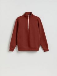 Bawełniana bluza regular fit - bordowy. Czerwone bluzy męskie Reserved, l, bez wzorów, z bawełny, bez kaptura. Za 129.99 zł.