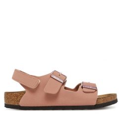 Sandały Birkenstock. Czerwone sandały dziewczęce Birkenstock, bez zapięcia. Za 249.99 zł.